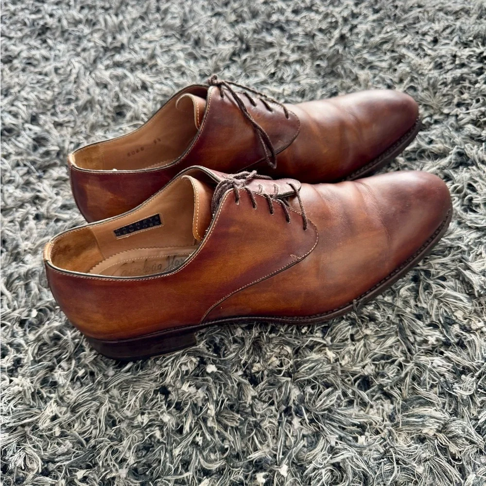 Harris Handmade Italian Leather Oxfords – Brown Patina size 9 1/2 - Picture 2 of 9